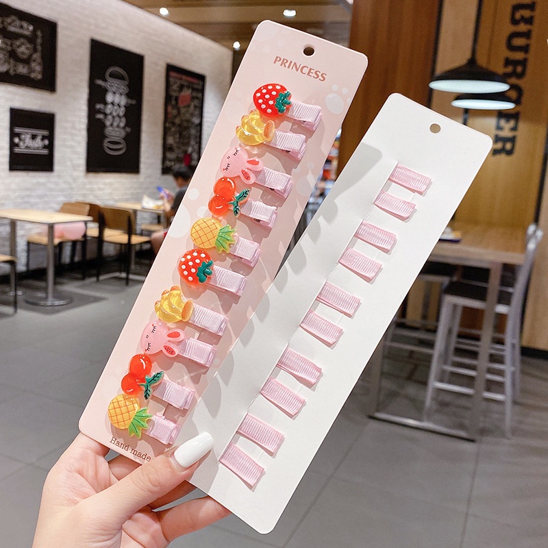 Set 10 Kẹp Tóc Hình Trái Cây Hoạt Hình Dễ Thương Cho Bé Gái