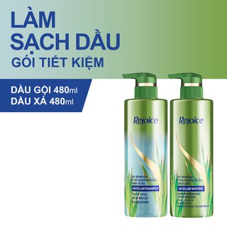 [Mã PG2112B giảm 8% đơn 199K] Bộ dầu gội & xả Rejoice Micellar làm sạch dầu 480ml/ chai