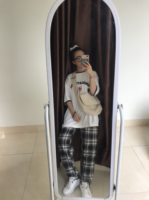 Quần caro paint ống rộng ulzzang unisex (có sẵn, hình thật)