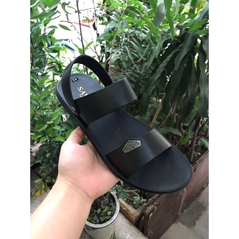 SALE  Sandal Da Bò Nam Đế Cao Su Thoáng Mát Chân