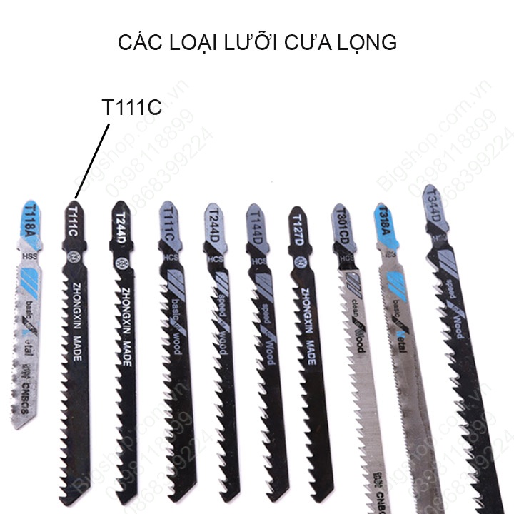 Bộ 5 lưỡi cưa gỗ loại T111C dùng cho máy cưa lọng