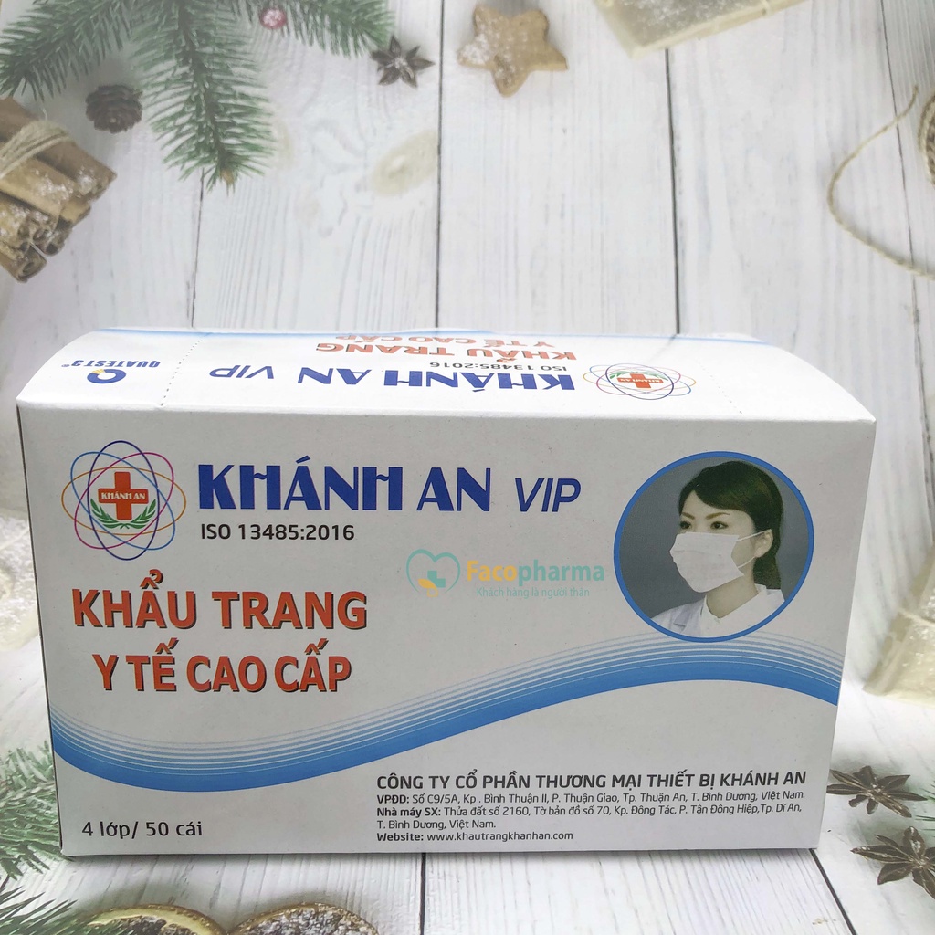 Khẩu Trang Y Tế 4 Lớp Kháng Khuẩn Cao Cấp Hộp 50 Cái Khánh An KAKTL1O