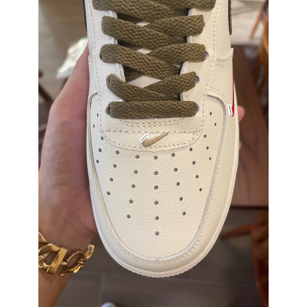 Giày thể thao AF1 vệt nâu, Giày sneaker air force 1 low premium white brown nam nữ cực chất dễ phối đồ | BigBuy360 - bigbuy360.vn