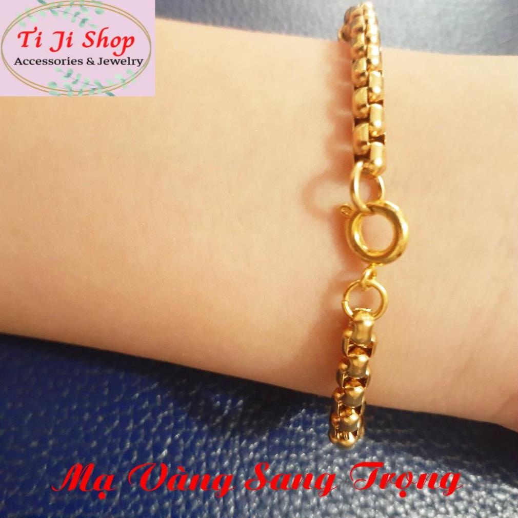 Lắc tay kiểu bông dừa 4 ly bọc khoanh khóa xịn cách điệu mạ vàng bền màu, siêu đẹp, siêu sang, chuẩn thời trang