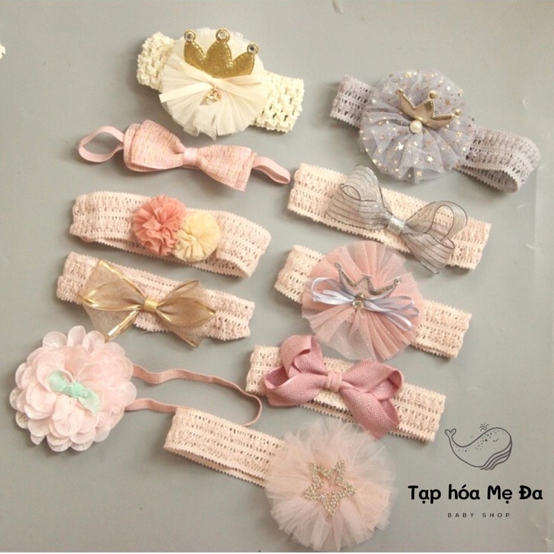 Băng đô turban cài tóc đính nơ nhiều mẫu xinh xắn cho bé gái sơ sinh 0-2 tuổi Chicbaby