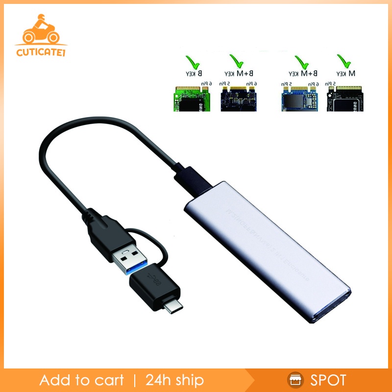 [CUTICATE1] M.2 NVME SSD SATA Enclosure Adapter USB C Case Dual Protocol | BigBuy360 - bigbuy360.vn