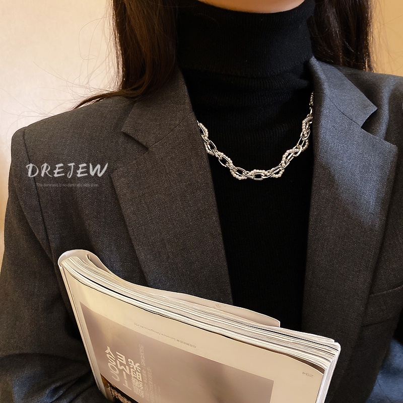 DREJEW Dây Chuyền Đính Ngọc Trai Phong Cách Âu Mỹ Đơn Giản Thời Trang