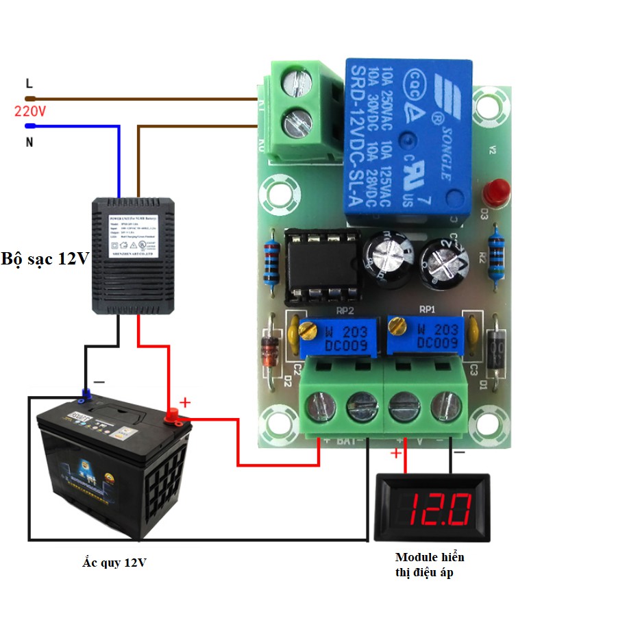 Mạch Bảo Vệ Sạc Acquy 12V M601