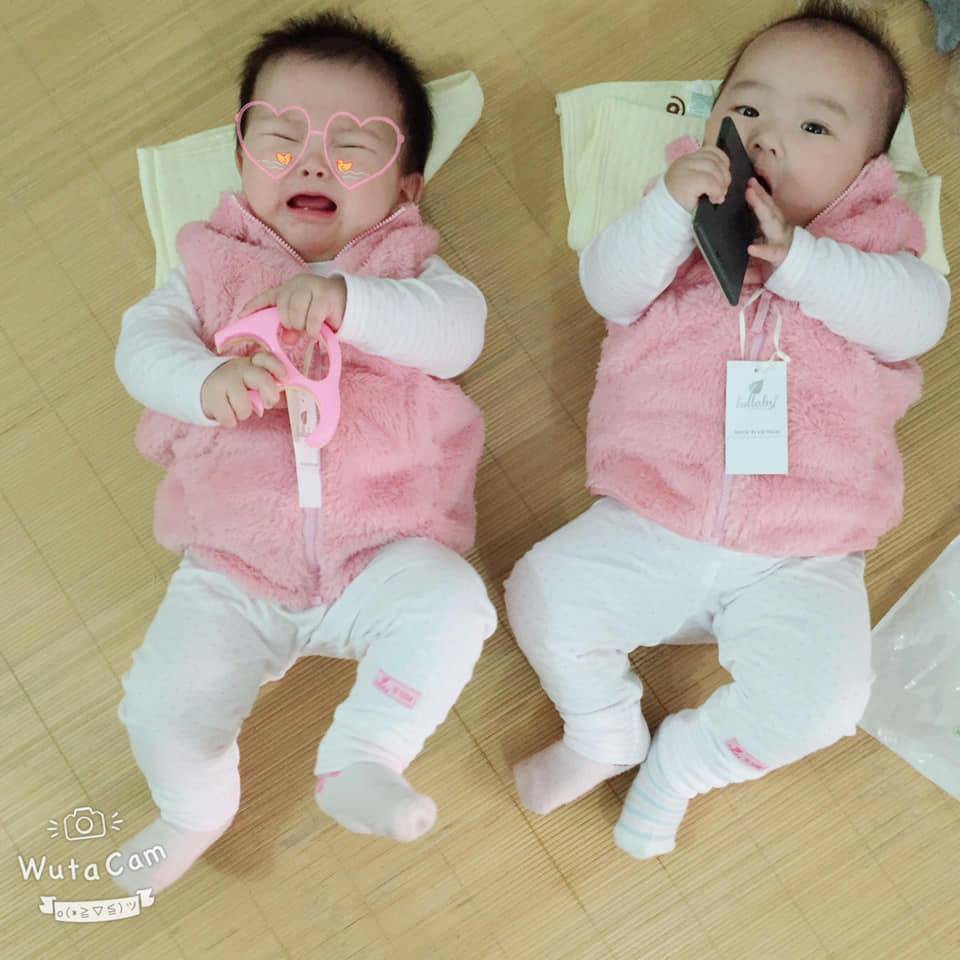 Áo gile lông cừu  khóa kéo không rụng lông hãng LULLABY cho bé trai bé gái ảnh thật