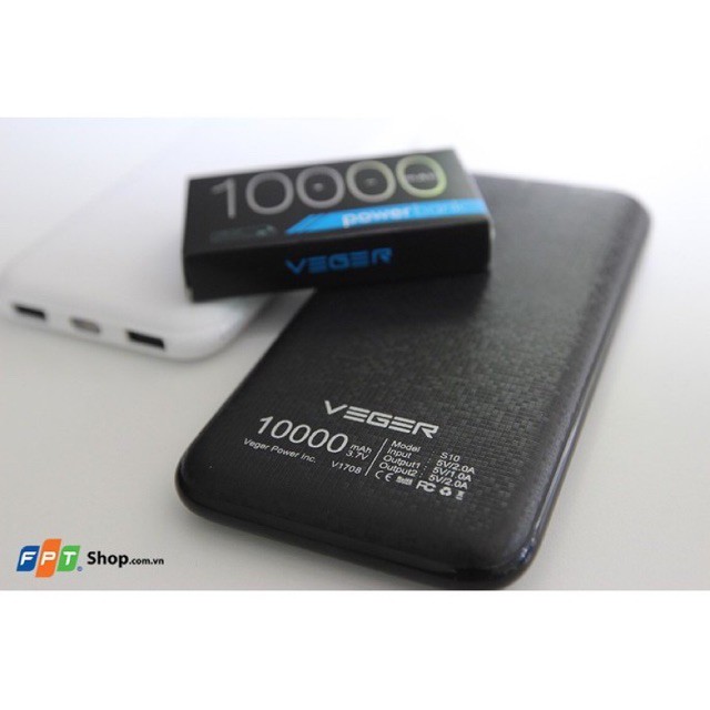 ❣Sạc dự phòng Veger S10 10000mAh -Có đèn pin - Chính Hãng  BH 6 tháng