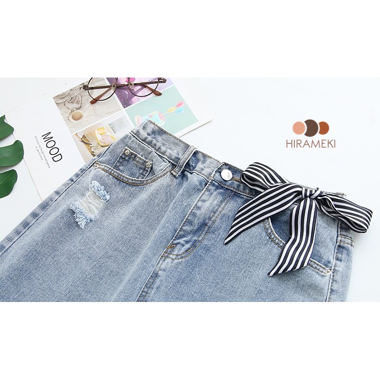[BIGSIZE] CHÂN VÁY JEAN CHỮ A CỘT NƠ 60-88KG - CV69 | BigBuy360 - bigbuy360.vn