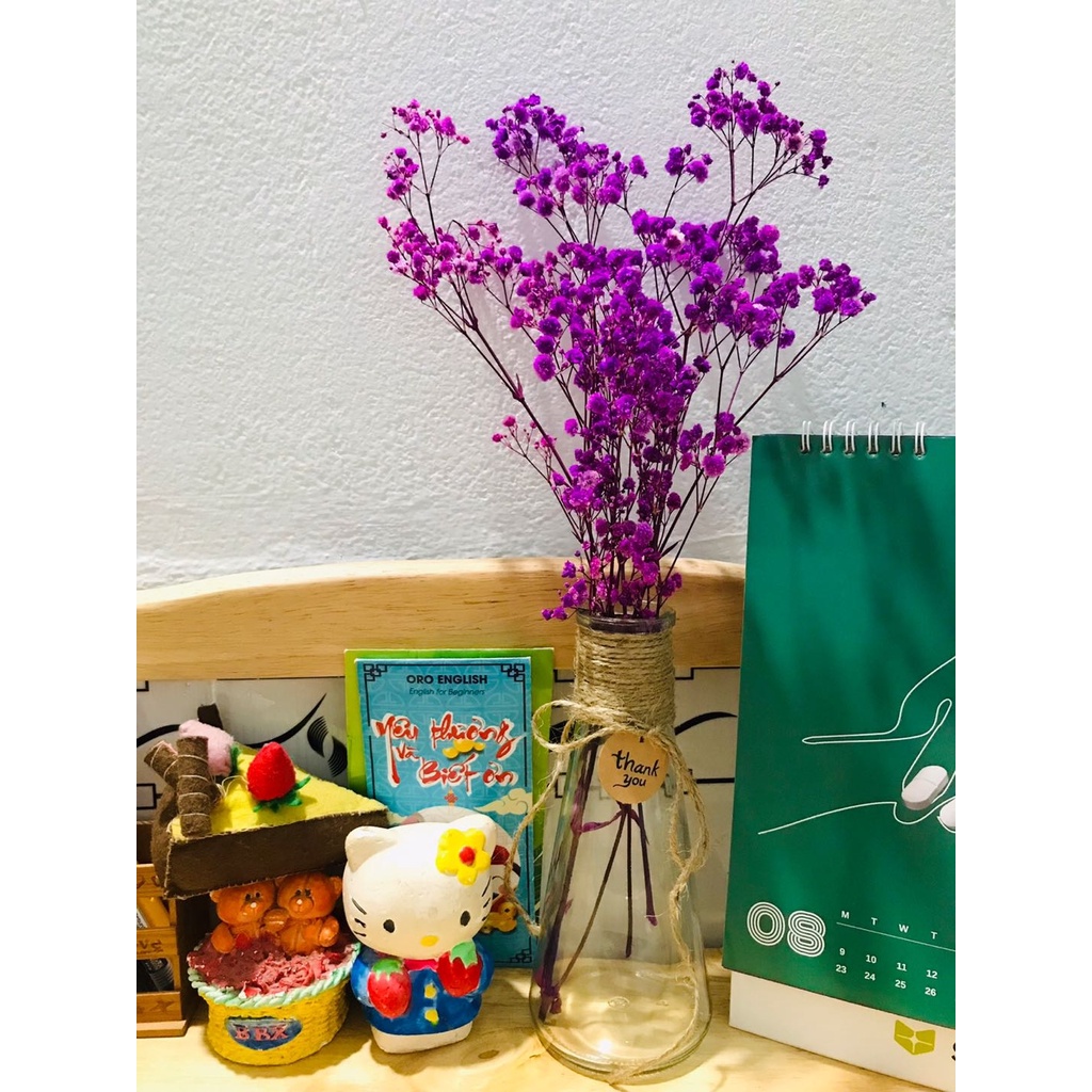 🎀 Lọ Hoa khô cắm sẵn 🎀 Set Hoa khô kèm lọ thủy tinh để bàn decor phòng ngủ