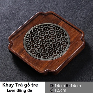 Khay Trà Gỗ Óc Chó & Ray Đồng Đỏ - Bàn Trà Gỗ - Khay Trà Đạo Gỗ Óc Chó Cao Cấp - Gỗ Dày Và Thơm