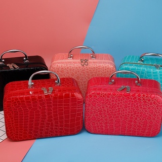 Vali Mini Đựng Mỹ Phẩm Đồ Trang Điểm Da Vân Ca Sấu Thuận Tiện Khi Đi Du Lịch