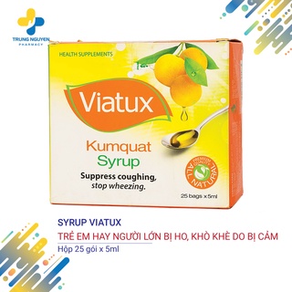 Siro Tắc VIATUX - Giảm ho và khò khè ở trẻ em và người lớn - Hộp 25 gói