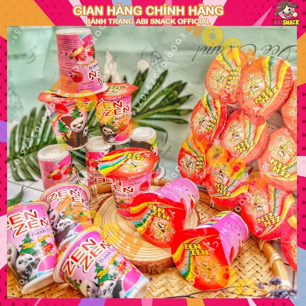1 ly bánh giòn chấm sốt hương kem dâu/socola Zen Zen kèm đồ chơi ly 20g