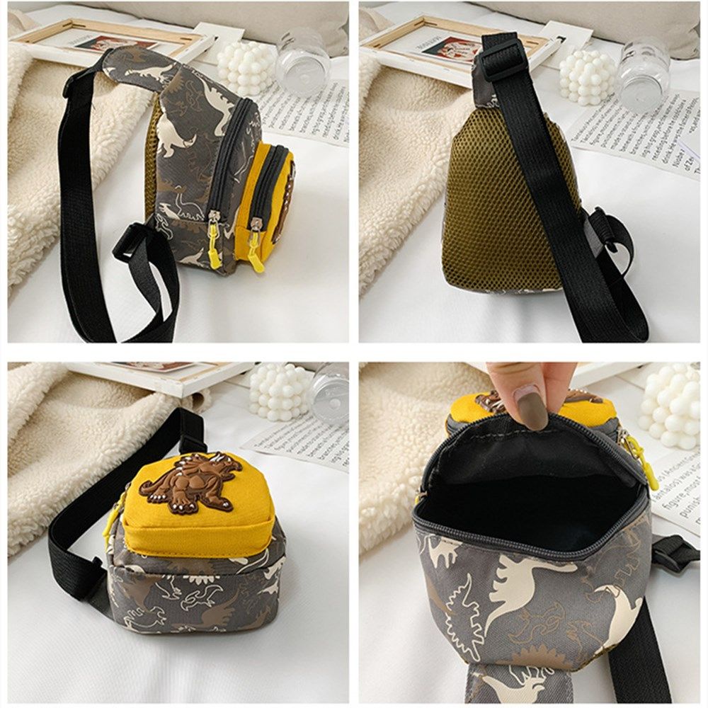 Túi đeo chéo vai bằng nylon họa tiết khủng long hoạt hình dễ thương sành điệu cho bé