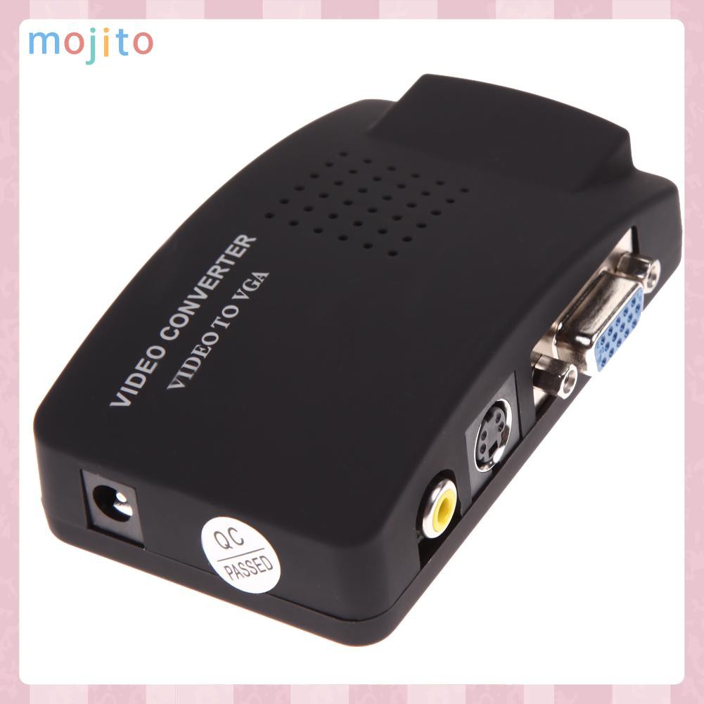 MOJITO AV RCA Composite S-video Input to VGA Output Monitor Converter Adapter CCTV