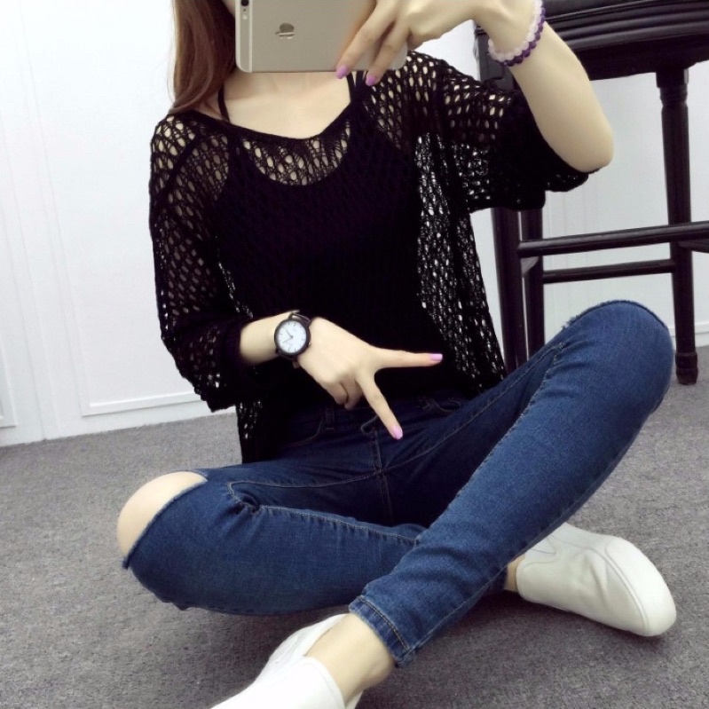 Áo khoác lưới sexy tay dài nữ cá tính thời trang