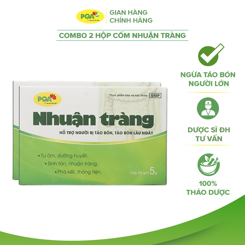 2 Hộp Cốm Nhuận Tràng PQA Hỗ Trợ Bệnh Táo Bón, Dùng Cho Đối Tượng Bị Táo Bón Lâu Ngày Hộp 25 Gói