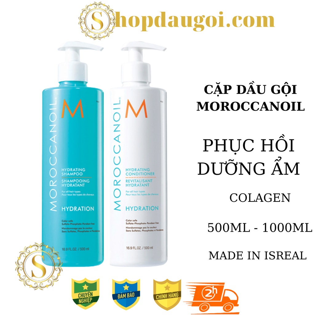 DẦU GỘI DẦU XẢ MOROCCANOIL DƯỠNG ẨM PHỤC HỒI TÓC HƯ TỔN 500ML*2