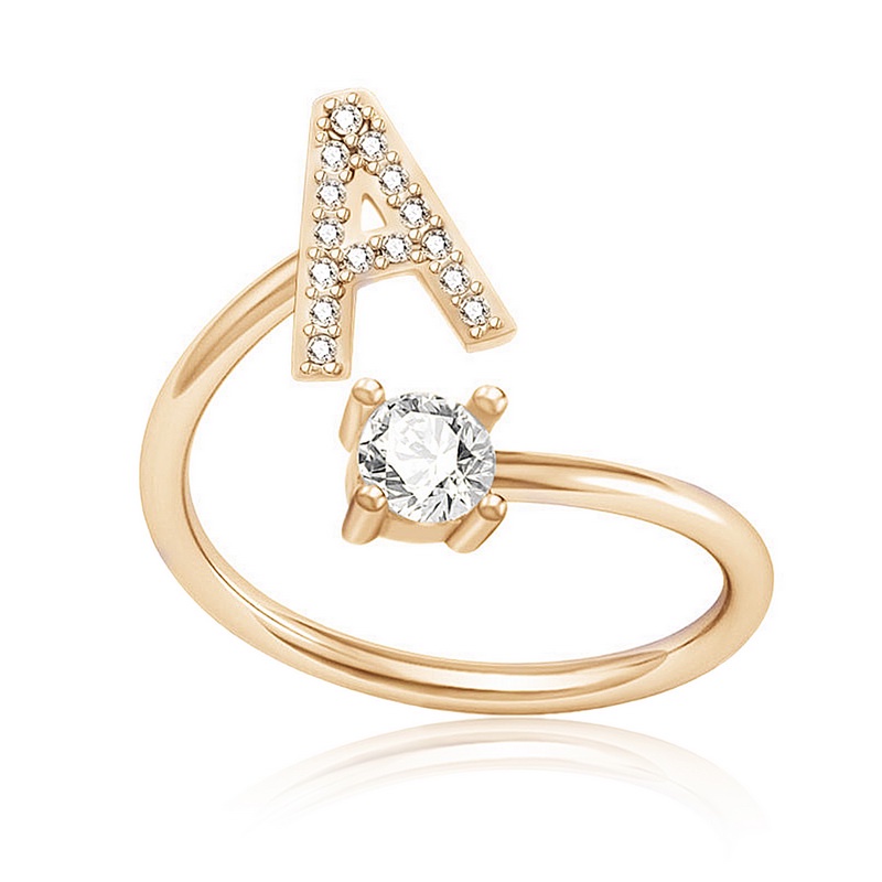 Nhẫn Kim Loại Hình Chữ Cái Từ A Đến Z Có Thể Điều Chỉnh Kích Cỡ