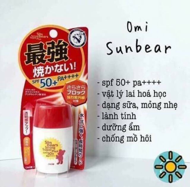 Kem Chống Nắng Omi Sun Bears, tuýp Kcn Skin Aqua 50SPF++ 80g Date 2026, Kcn Skin dạng xịt 70ml