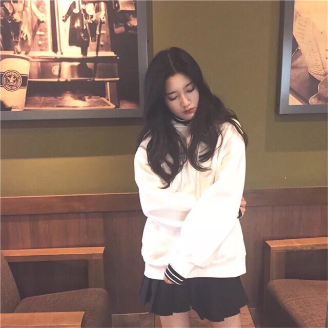 [Order] Áo hoodie nỉ phối kẻ sọc ulzzang | BigBuy360 - bigbuy360.vn