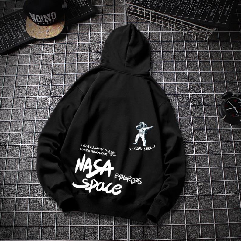 Áo Hoodie Nasa Space 2 màu đen trắng in 2 mặt (N336)