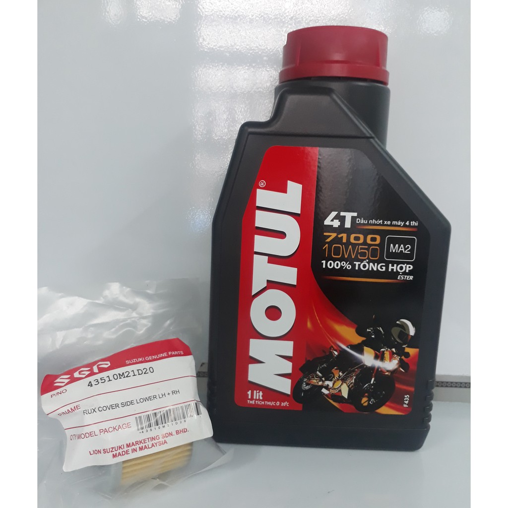 Combo nhớt máy Motul 7100 10W-50 và lọc nhớt Suzuki Axelo