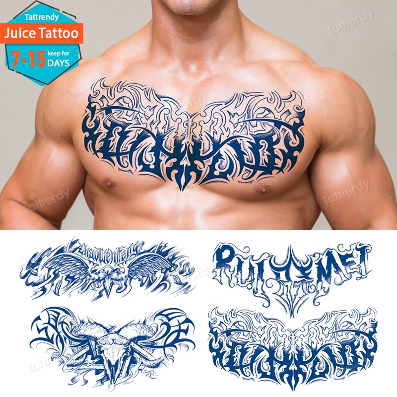 Hình xăm dán ngực/ cơ thể tạm thời họa tiết chữ phong cách totem chống thấm nước quyến rũ cho nam nữ