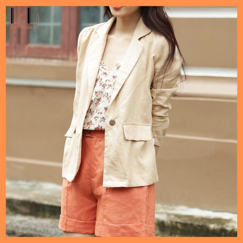 Áo blazer nữ công sở đẹp chất vải linen co giãn thâm hút mồ hôimàu trắng có size từ 45 - 70kg | BigBuy360 - bigbuy360.vn