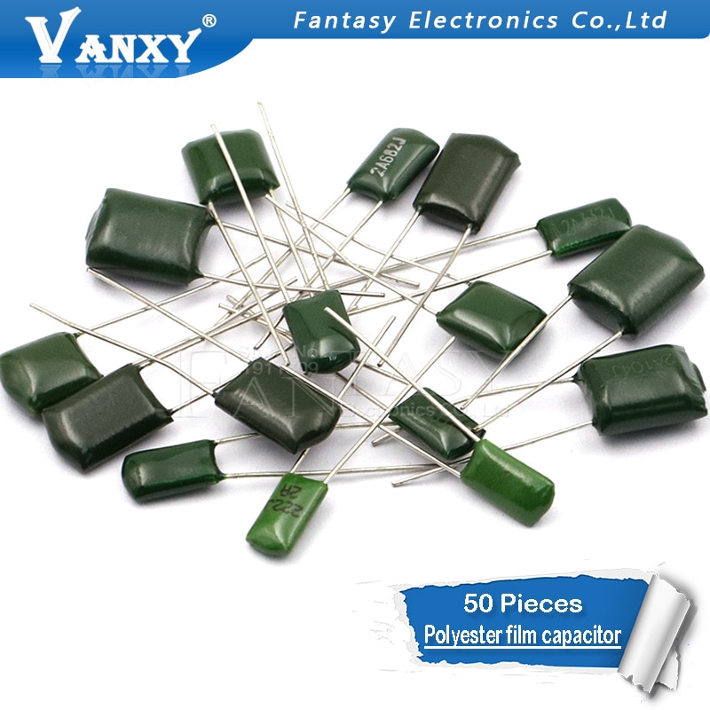 Tụ điện 50 chiếc màng Polyester 630V 1nF 1.5nF 10nF 22nF 33nF 47nF 2J102J 2J152J 2J222J 2J472J 2J682