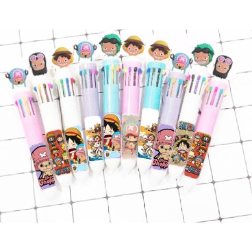 Bút bấm chopper 10 màu BNMI21 bút one piece nhiều màu cute bút 10 màu dễ thương