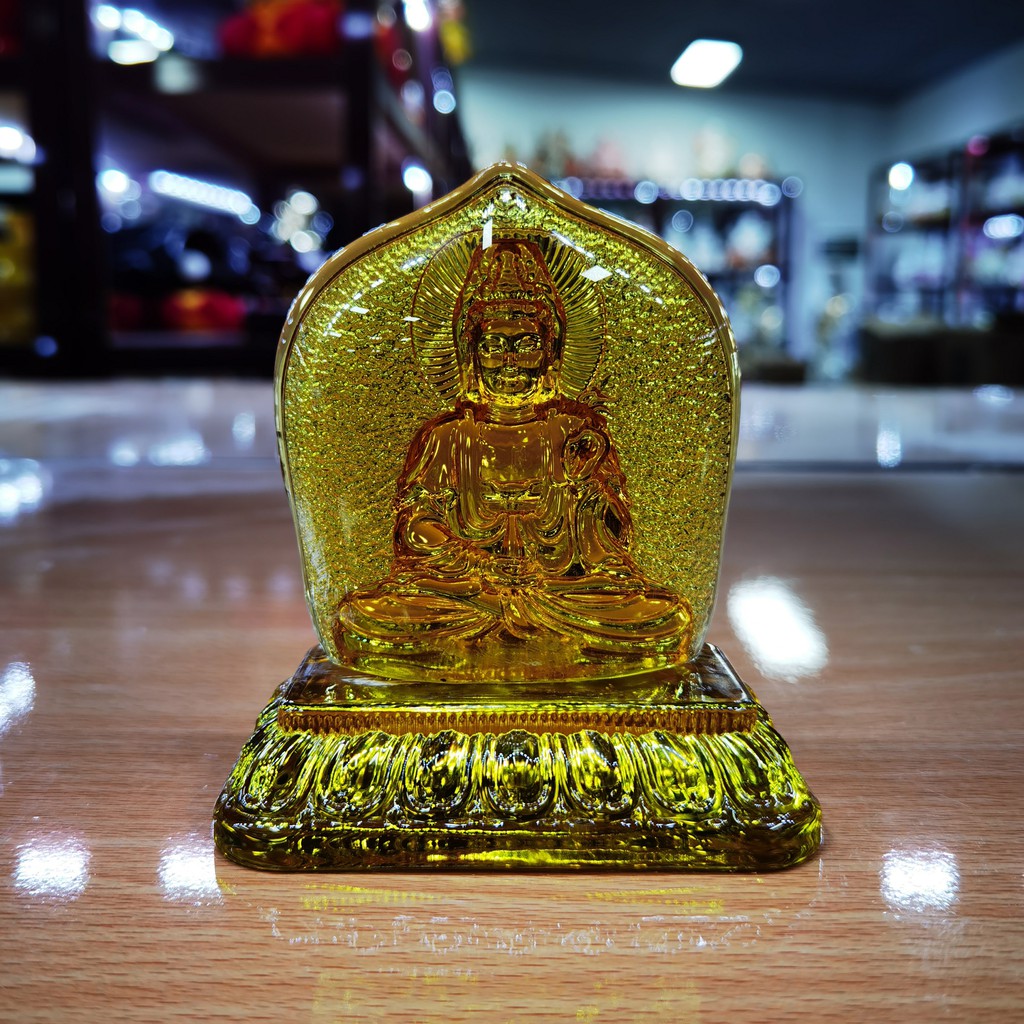 Bộ Tây Phương Tam Thánh (Tam Thế Phật) 2 mặt bằng lưu ly để xe ( Vật Phẩm Phong Thuỷ）- Phật Giáo Tường Thuận