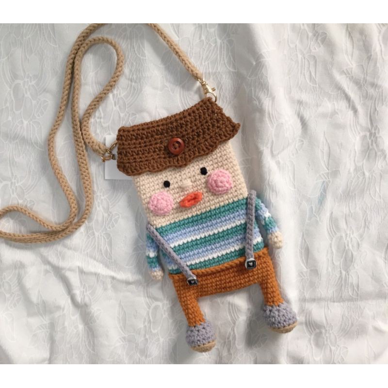 Túi móc len handmade-Túi đựng điện thoại bằng len-Túi đựng điện thoại handmade-Phone bag crochet