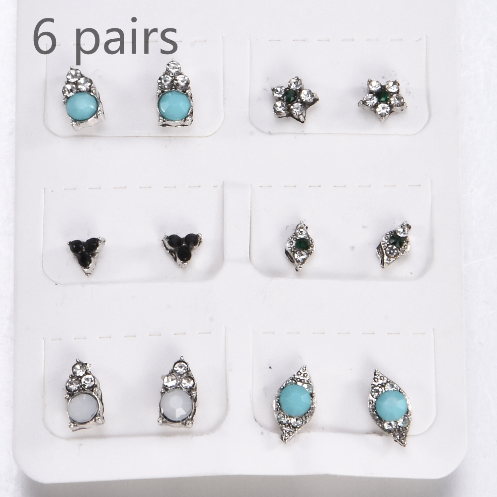 Set 3/5/6/9 Đôi Khuyên Tai Phong Cách Retro Thời Trang Cho Nữ