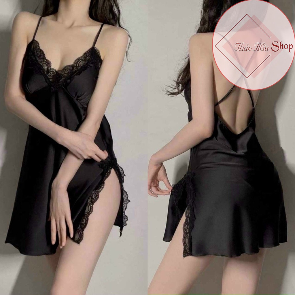 🎀Đầm ngủ 🎀Váy ngủ 2 dây lụa satin🎀🎀 đầm ngủ ren viền dây ngực sexy🎀 váy ngủ lụa cao cấp