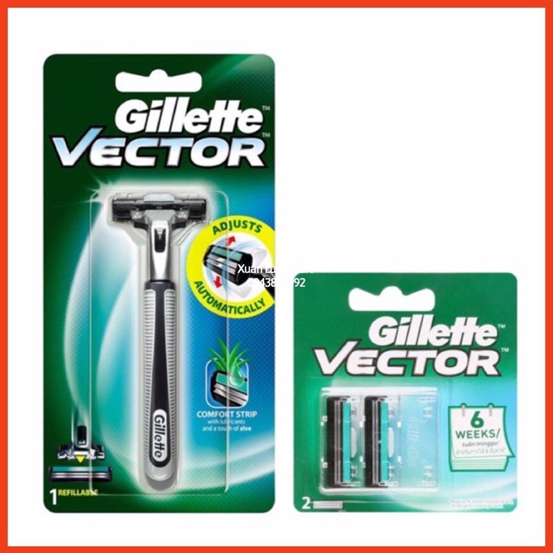 COMBO CÂY CẠO RÂU GILLETTE VECTOR + VỈ LƯỠI CẠO RÂU GILLETTE VECTOR
