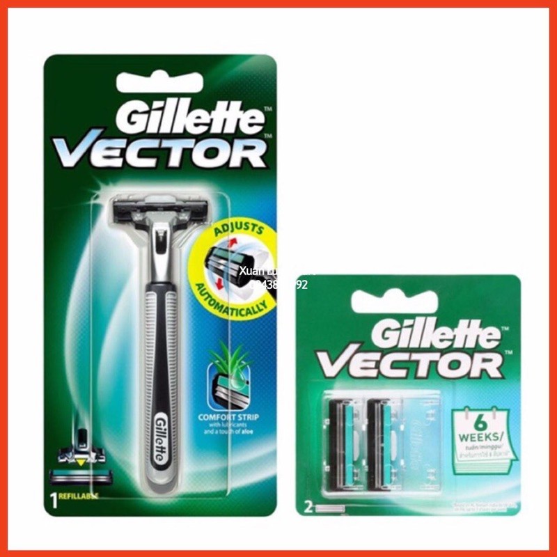 COMBO CÂY CẠO RÂU GILLETTE VECTOR + VỈ LƯỠI CẠO RÂU GILLETTE VECTOR