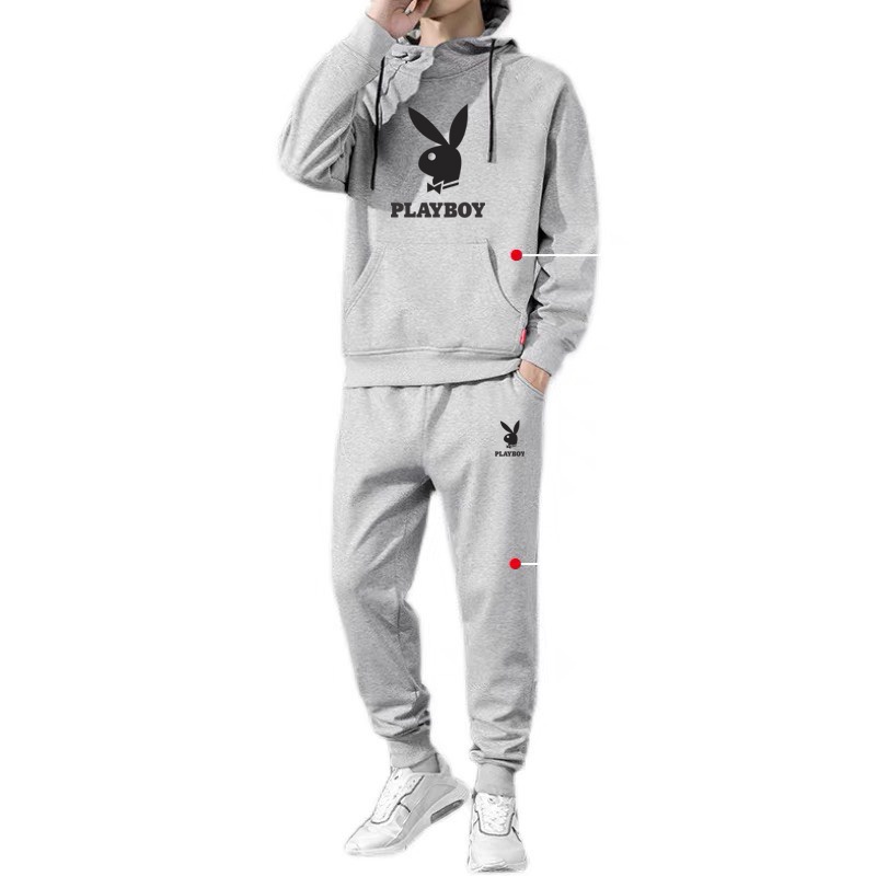Đồ Bộ Nam Thể Thao Cao Cấp Thu Đông  PLAYBOY MÀU ĐEN - Set Đồ Bộ Nam Mặc Nhà Chất Nỉ Có Mũ Dài Tay
