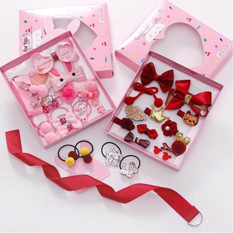 Kẹp tóc cho bé xinh xắn dễ thương hộp kẹp 18 chi tiết cao cấp SuShiShop S.CT18