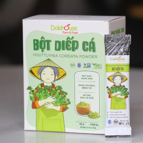 Bột diếp cá 100% organic nguyên liệu tươi ngon không hóa chất an toàn cho sức khỏe giảm cân giữ dáng đẹp da (60gr)