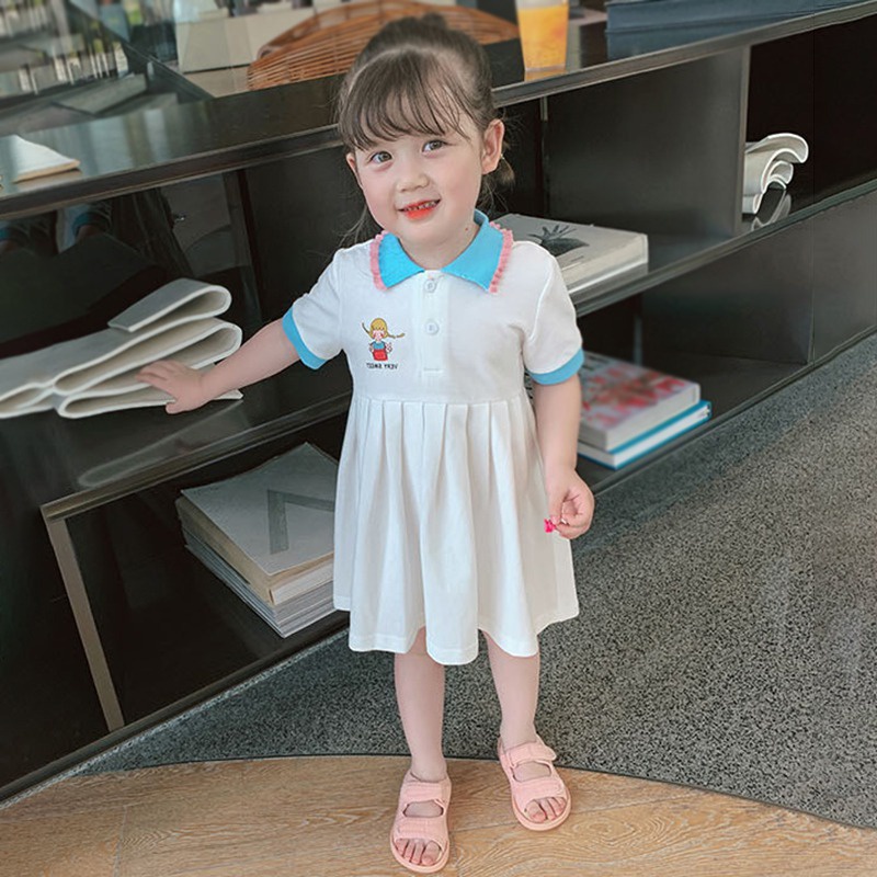 Đầm Công Chúa Tay Ngắn Màu Trơn Kiểu Hàn Quốc Thời Trang Mùa Hè Cho Bé Gái Se7en