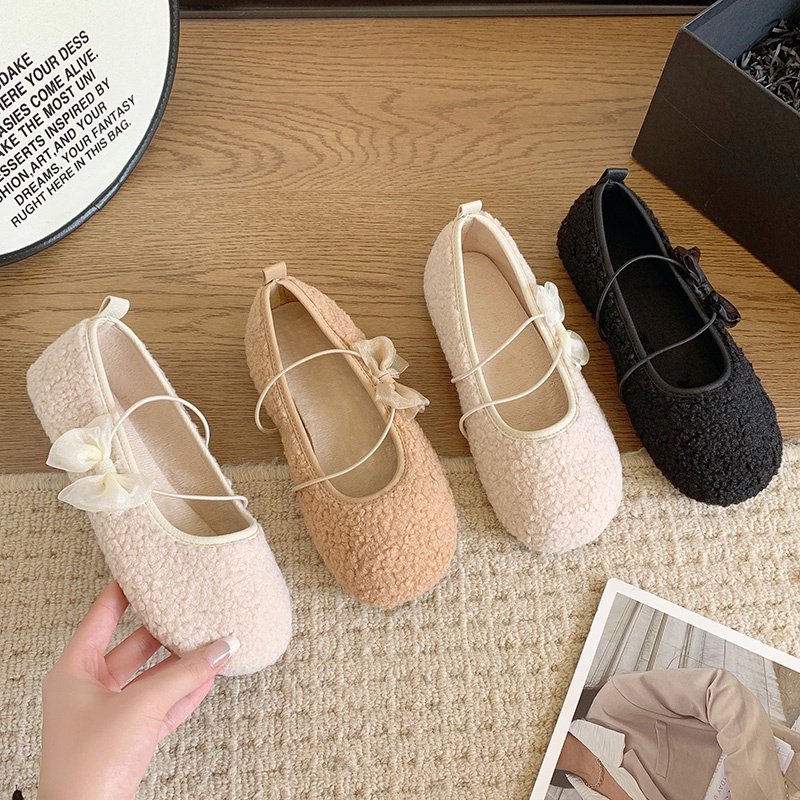 ❤Giày Búp Bê Đế Mềm Đính Nơ Phong Cách Hàn Quốc Cổ Điển Dành Cho Nữ