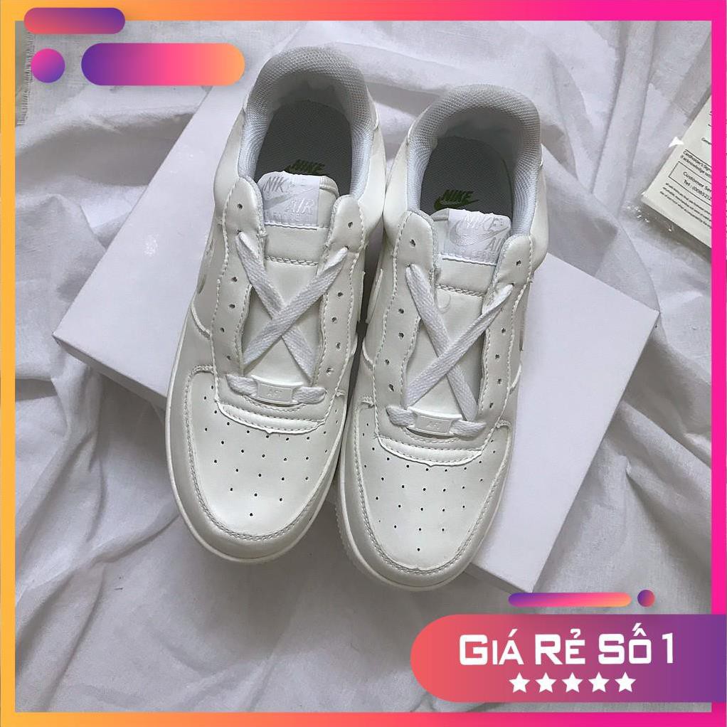 Giày AF1 Trắng Da Hai Lớp, Đế Đúc (36-43)