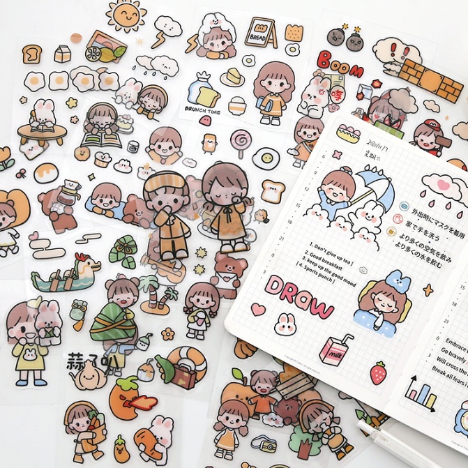 Sticker dễ thương dán trang trí sổ. điện thoại. cốc , laptop