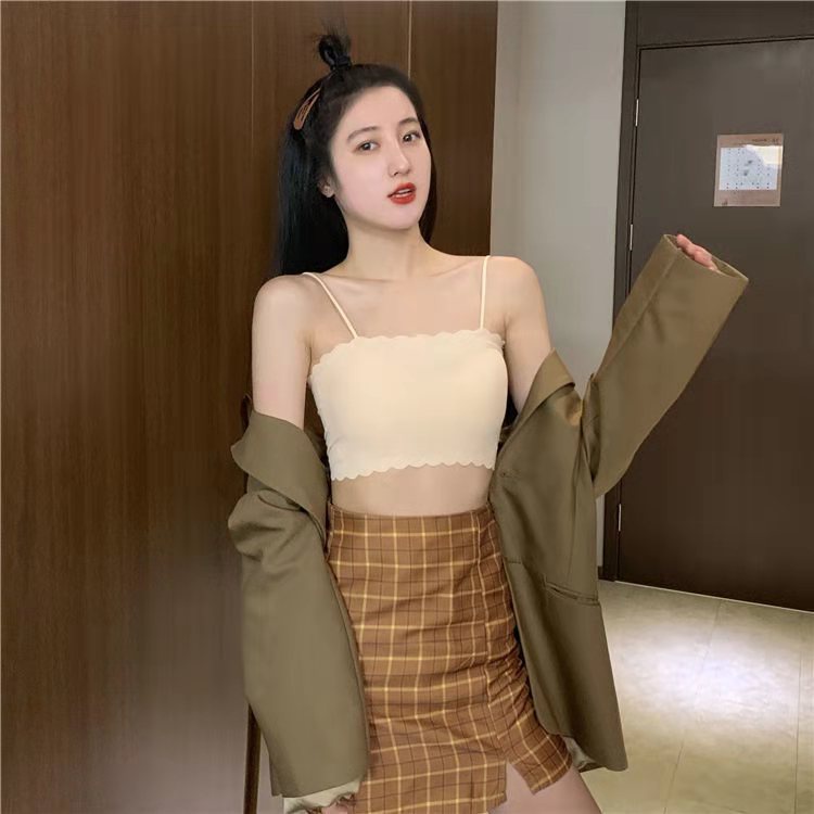 Áo 2 Dây Nữ Mút Ngực Viền Ren Trơn 5 Màu