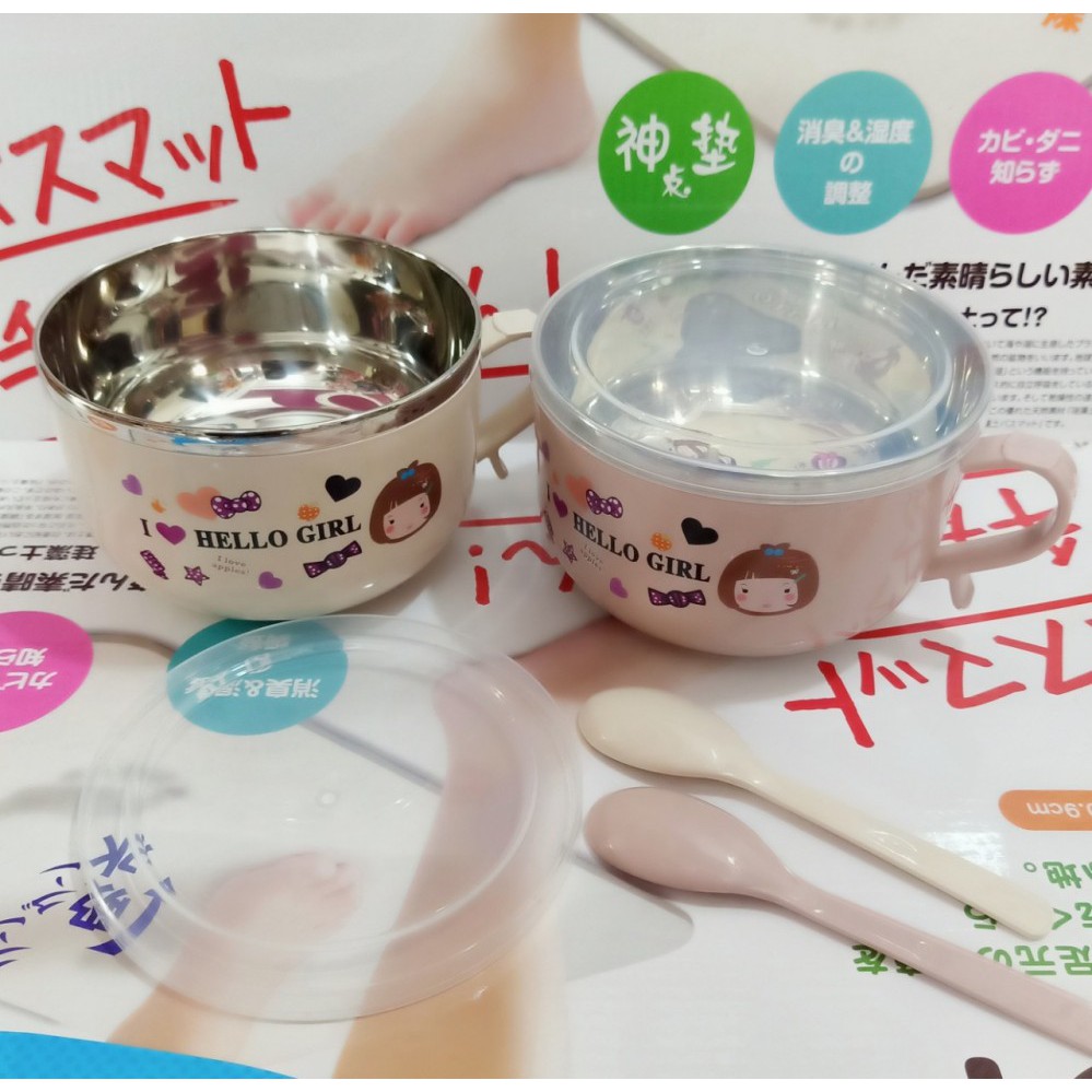 Tô ăn mì inox kèm muỗng 14cm cách nhiệt 2 lớp