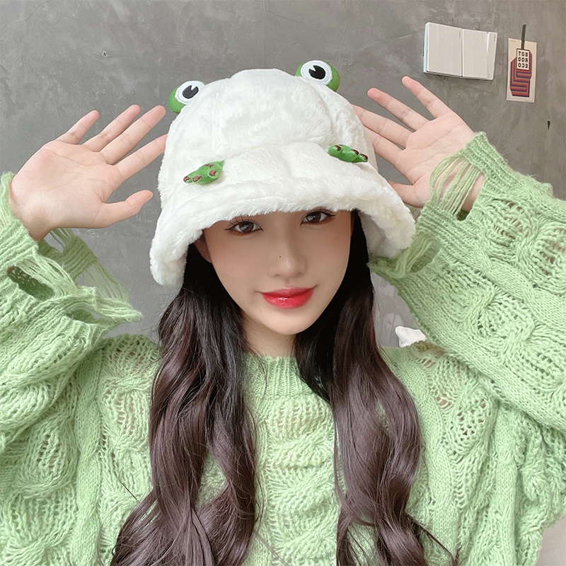 Nón tai bèo hình chú ếch nhồi bông dễ thương thời trang mùa đông dành cho nữ